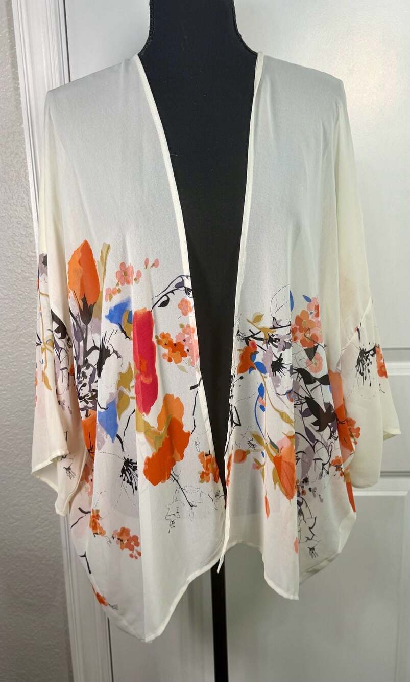 bishop + young Floral Chiffon Kimono Cardigan Cover Up